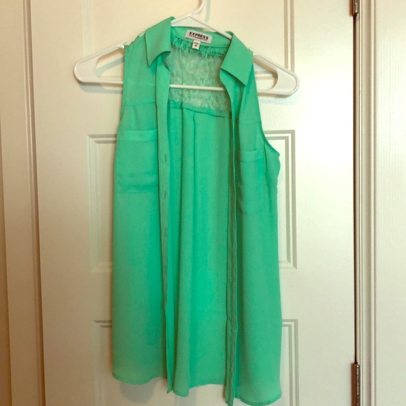 Express button up green blouse - Picture 1 of 2